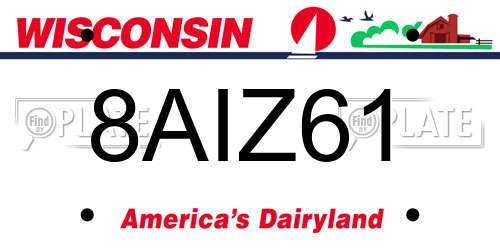 8AIZ61 Wisconsin License Plate