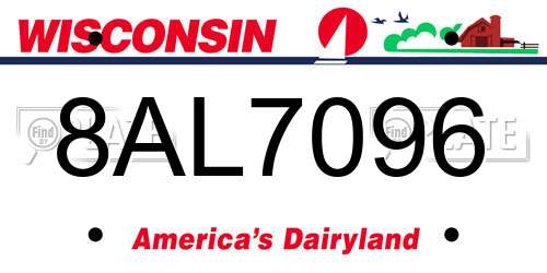 8AL7096 Wisconsin License Plate