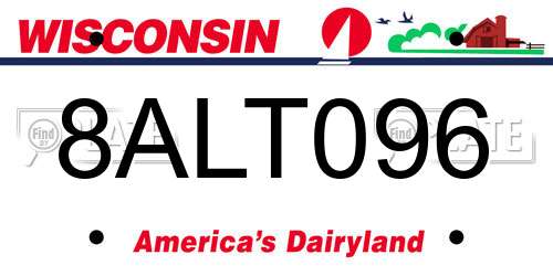 8ALT096 Wisconsin License Plate