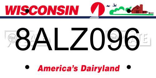 8ALZ096 Wisconsin License Plate