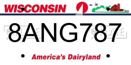 8ANG787 Wisconsin License Plate