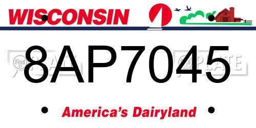 8AP7045 Wisconsin License Plate