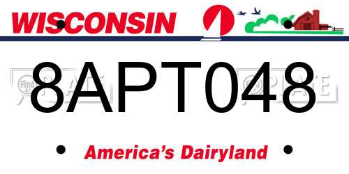 8APT048 Wisconsin License Plate