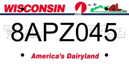 8APZ045 Wisconsin License Plate
