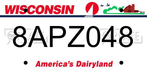 8APZ048 Wisconsin License Plate