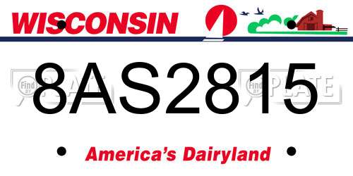 8AS2815 Wisconsin License Plate