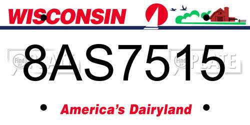 8AS7515 Wisconsin License Plate