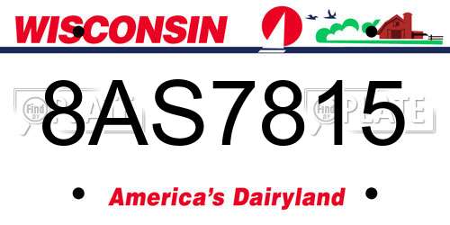 8AS7815 Wisconsin License Plate
