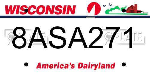 8ASA271 Wisconsin License Plate