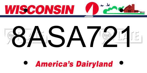 8ASA721 Wisconsin License Plate