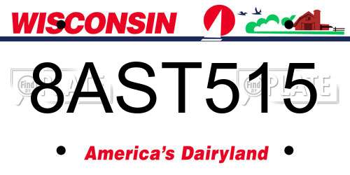 8AST515 Wisconsin License Plate