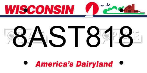 8AST818 Wisconsin License Plate