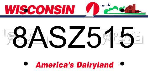 8ASZ515 Wisconsin License Plate