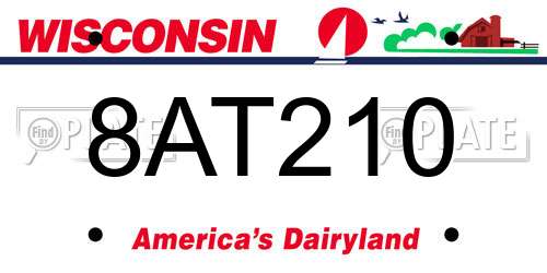 8AT210 Wisconsin License Plate