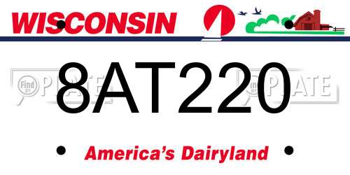 8AT220 Wisconsin License Plate