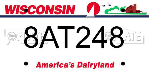 8AT248 Wisconsin License Plate