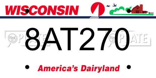 8AT270 Wisconsin License Plate