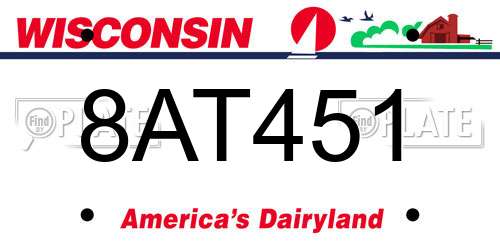 8AT451 Wisconsin License Plate