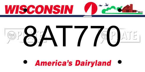 8AT770 Wisconsin License Plate