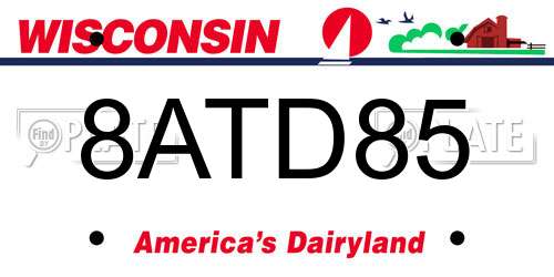 8ATD85 Wisconsin License Plate