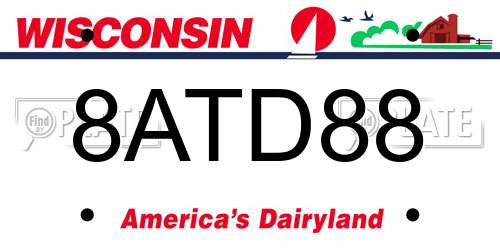 8ATD88 Wisconsin License Plate