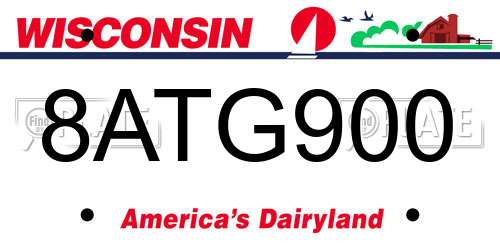 8ATG900 Wisconsin License Plate