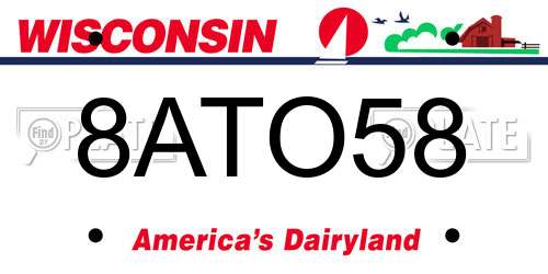 8ATO58 Wisconsin License Plate