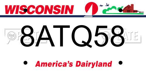 8ATQ58 Wisconsin License Plate