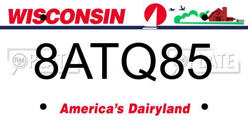 8ATQ85 Wisconsin License Plate