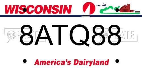 8ATQ88 Wisconsin License Plate