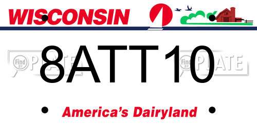 8ATT10 Wisconsin License Plate