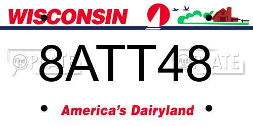 8ATT48 Wisconsin License Plate