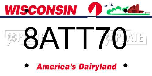 8ATT70 Wisconsin License Plate