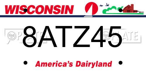 8ATZ45 Wisconsin License Plate