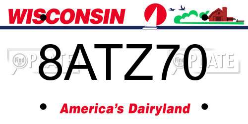 8ATZ70 Wisconsin License Plate