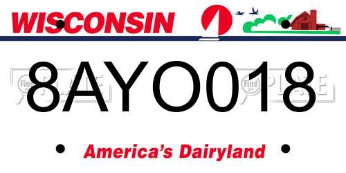 8AYO018 Wisconsin License Plate