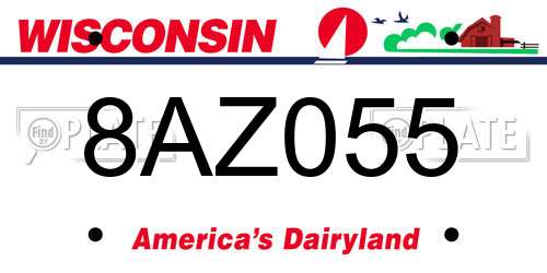 8AZ055 Wisconsin License Plate