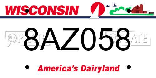 8AZ058 Wisconsin License Plate