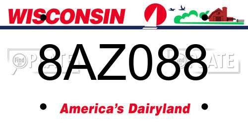 8AZ088 Wisconsin License Plate
