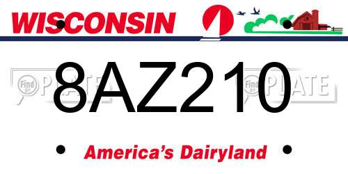 8AZ210 Wisconsin License Plate