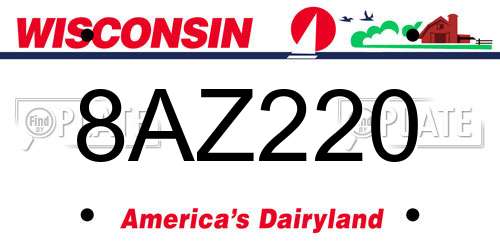 8AZ220 Wisconsin License Plate