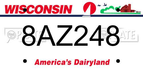 8AZ248 Wisconsin License Plate