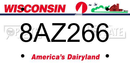 8AZ266 Wisconsin License Plate