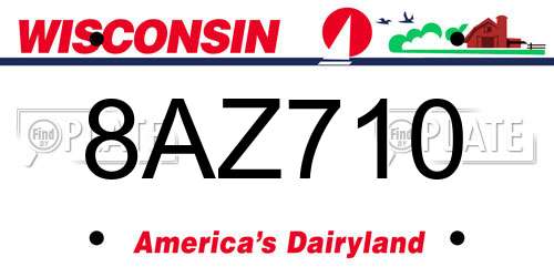 8AZ710 Wisconsin License Plate