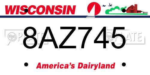 8AZ745 Wisconsin License Plate