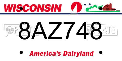 8AZ748 Wisconsin License Plate