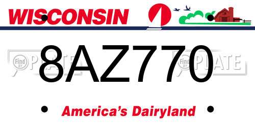 8AZ770 Wisconsin License Plate