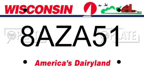 8AZA51 Wisconsin License Plate