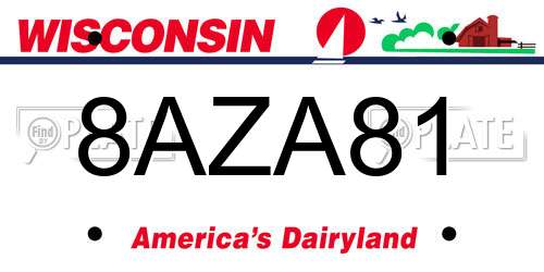 8AZA81 Wisconsin License Plate