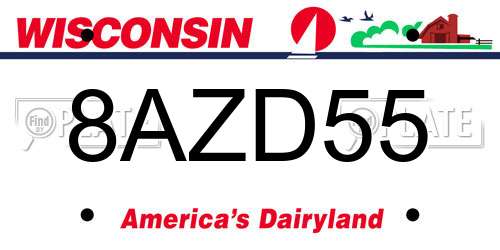8AZD55 Wisconsin License Plate